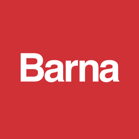 Red square logo featuring the word “Barna” in bold white text.