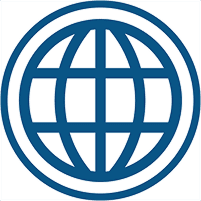 Luis Palau Association logo, featuring a blue globe symbol with horizontal lines.