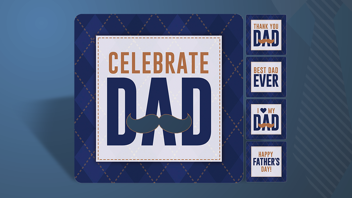 Celebrate Dad Mustache Handheld Sign Set