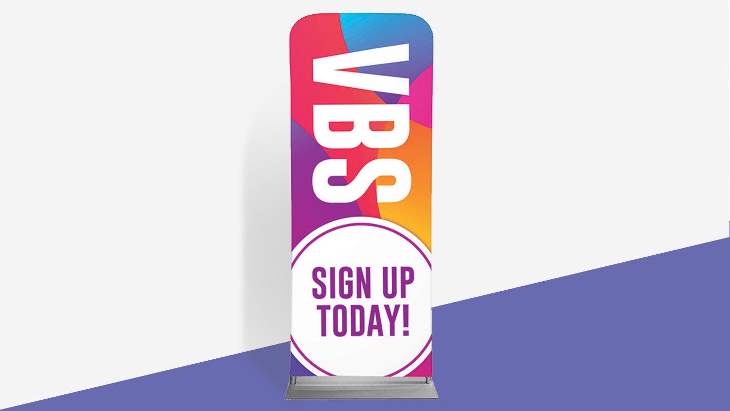 Curved Colors VBS Sign Up Flag Banner