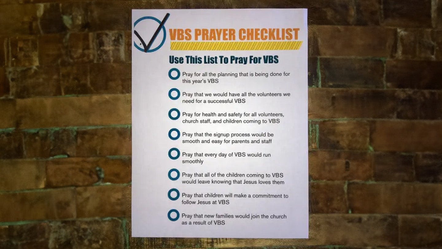 VBS Prayer Checklist Printable
