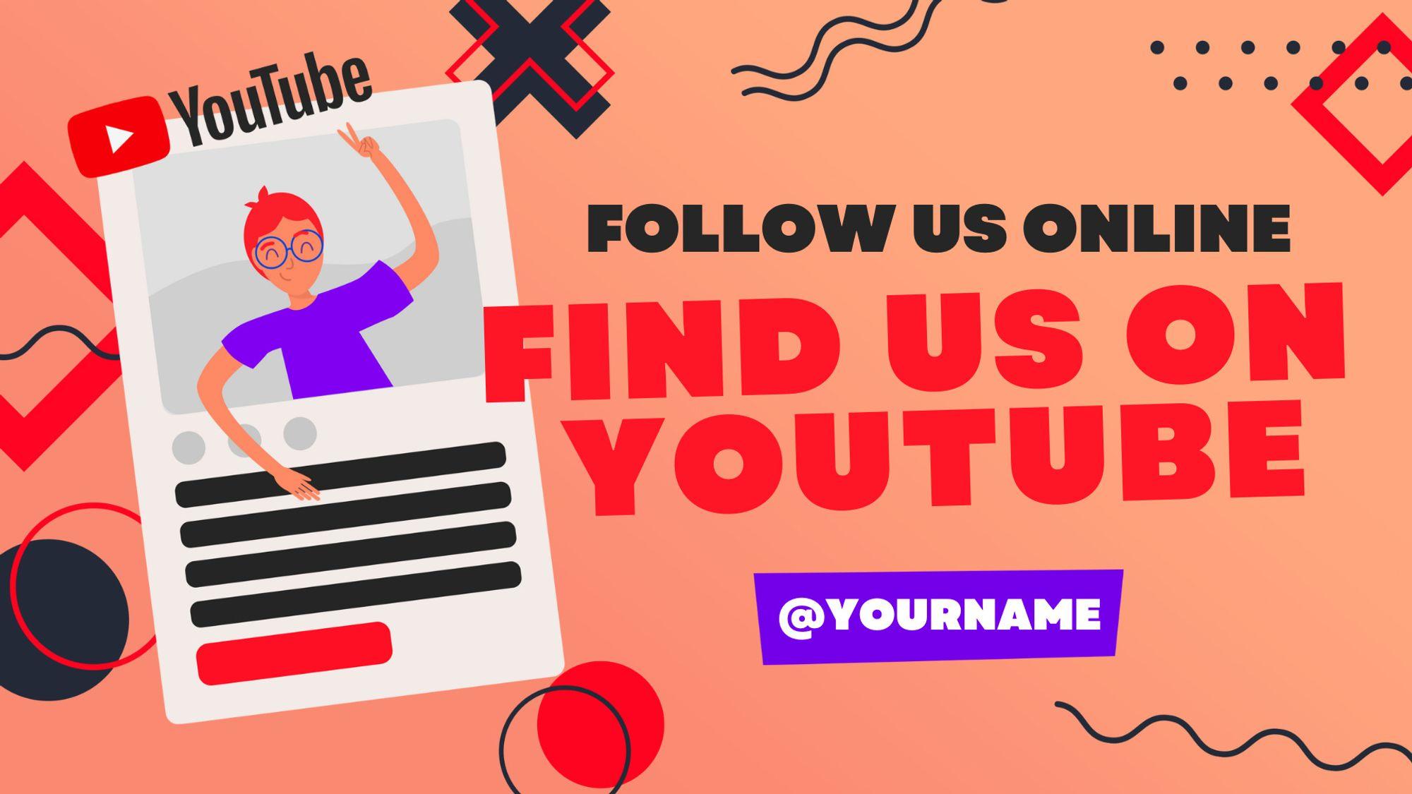 Find Us On YouTube Canva Template