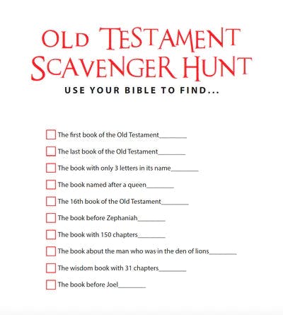 FREE Old Testament Bible Scavenger Hunt