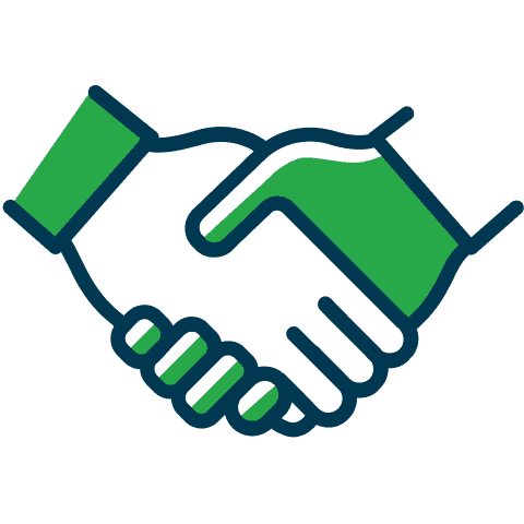 Icon of two hands shaking.