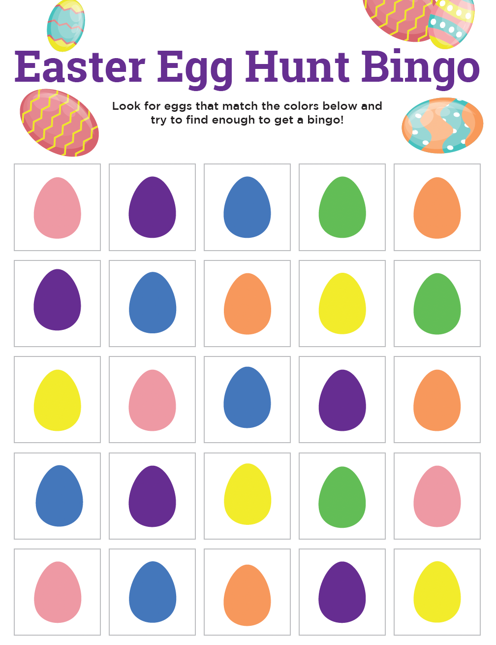 Easter Egg Hunt Bingo