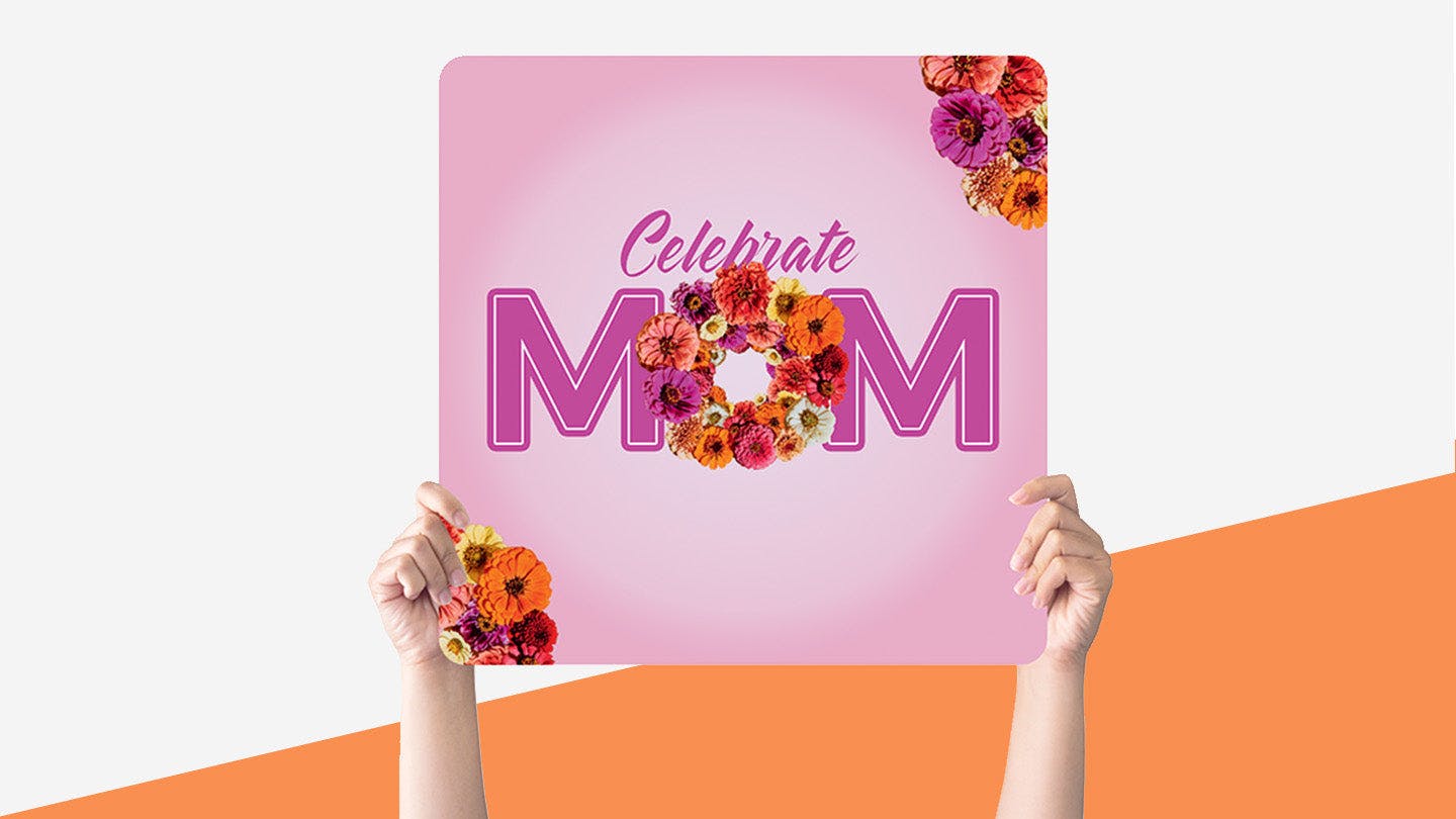 Celebrate Mom Pink - Handheld Sign - Handheld Square