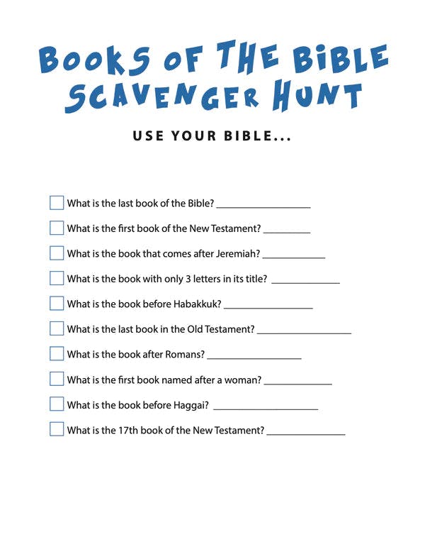 Free Books of the Bible Scavenger Hunt