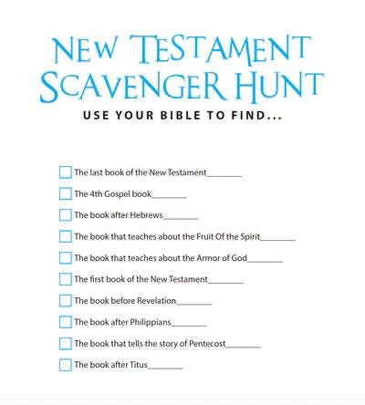 FREE New Testament Bible Scavenger Hunt